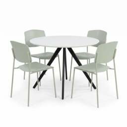 Rackhams Aspen Dining Set - White Round Table & 4 Academy Dining Chairs - Grey - thumbnail 3