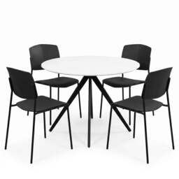Rackhams Aspen Dining Set - White Round Table & 4 Academy Dining Chairs - Grey - thumbnail 2