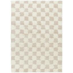 Rackhams Urban Shag-Modern Cream Beige Checkered Soft Plush Pile Rug - 80 x 220 cm - thumbnail 3