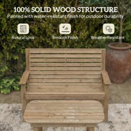 Rackhams 4 Seater Garden Furniture Sofa Set with Curved Seat, Natural Wood - Fir wood - Natural wood - 2 armchairs, 1 loveseat, 1 coffee table - thumbnail 5