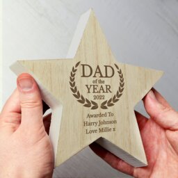 Rackhams Personalised Dad of the Year Wooden Star Ornament - thumbnail 2