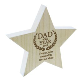 Rackhams Personalised Dad of the Year Wooden Star Ornament
