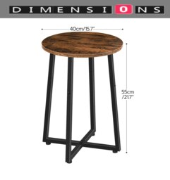 Rackhams Round Side Table – Small Bedside Table, Industrial Coffee Table with Metal Frame, - thumbnail 5