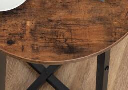 Rackhams Round Side Table – Small Bedside Table, Industrial Coffee Table with Metal Frame, - thumbnail 3