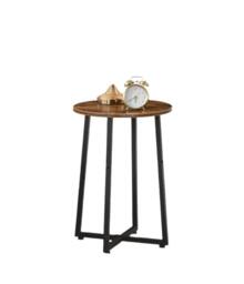 Rackhams Round Side Table – Small Bedside Table, Industrial Coffee Table with Metal Frame, - thumbnail 6