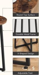 Rackhams Round Side Table – Small Bedside Table, Industrial Coffee Table with Metal Frame, - thumbnail 4