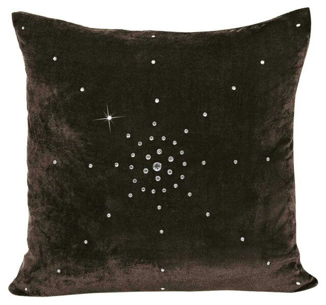 Rackhams Luxury Soft Velvet Stud Gem Detail Cushion - 56cm x 56cm - Chocolate - image 1