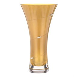 Rackhams Silhouette Gold Flared Vase Adorned with Swarovski® Crystals - 25cm - Made From Premium Lead Free Crystal Glass
