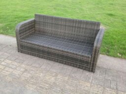 Rackhams Dark Grey Mix PE Wicker Rattan Garden Furniture Set Sofa Set Reclining Adjustable Chair 6 Seater - thumbnail 2