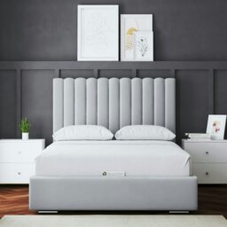 Rackhams Evangeline Divan Bed with Upholstered Headboard - Silver - King / 5ft - thumbnail 1