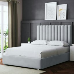 Rackhams Evangeline Divan Bed with Upholstered Headboard - Silver - King / 5ft - thumbnail 4