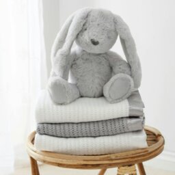 Rackhams Luxury Organic Baby Blanket with Satin Edging – Grey & Grey - Grey & Grey Satin - thumbnail 6