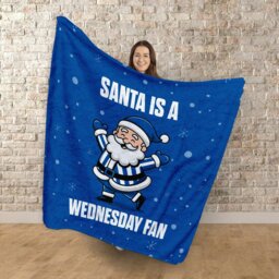 Rackhams Santa is a Wednesday Football Fan - Luxury Fleece Blanket 150cm X 150cm - thumbnail 2
