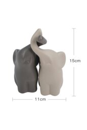 Rackhams Set of 2 Ceramic Couple Elephant Statue Figurine Ornaments - Grey - thumbnail 6