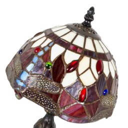 Rackhams Hand Crafted Red Stained Glass Dragonfly Tiffany Lamp - thumbnail 5