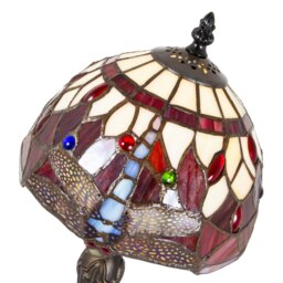 Rackhams Hand Crafted Red Stained Glass Dragonfly Tiffany Lamp - thumbnail 3