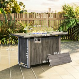 Rackhams Gas Fire Pit Table with 50,000 BTU Burner, Cover, Dark Grey - Dark Grey - Metal - 109 x 56 x 63cm - thumbnail 5