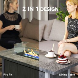 Rackhams Gas Fire Pit Table with 50,000 BTU Burner, Cover, Dark Grey - Dark Grey - Metal - 109 x 56 x 63cm - thumbnail 3