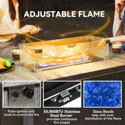 Rackhams Gas Fire Pit Table with 50,000 BTU Burner, Cover, Dark Grey - Dark Grey - Metal - 109 x 56 x 63cm - thumbnail 4