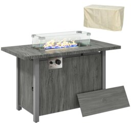 Rackhams Gas Fire Pit Table with 50,000 BTU Burner, Cover, Dark Grey - Dark Grey - Metal - 109 x 56 x 63cm - thumbnail 2