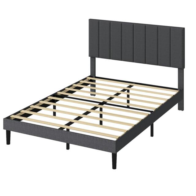 Rackhams Bed Frame Small Double King Linen Fabric Upholstered Soft Foam Headboard - Double - image 1