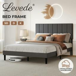 Rackhams Bed Frame Small Double King  Linen Fabric Upholstered Soft Foam Headboard - Double - thumbnail 4