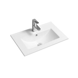 Rackhams 4003 Ceramic 61cm Thin-Edge Inset Basin with Deep Scoop - White - Ceramic - 61cm - thumbnail 2