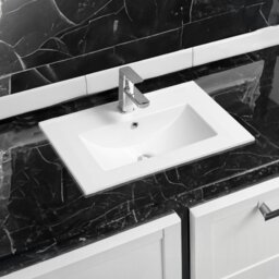 Rackhams 4003 Ceramic 61cm Thin-Edge Inset Basin with Deep Scoop - White - Ceramic - 61cm - thumbnail 1