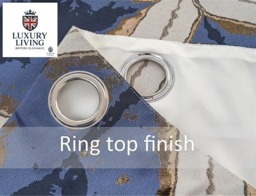 Rackhams Luxury Diamond Jacquard Metallic Fully Lined Ring Top Curtains - Blue - 168cm width x 137cm drop - thumbnail 5