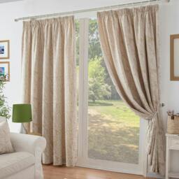 Rackhams Chenille Jacquard Lined Pencil Pleat Curtains - Silver - 117cm width x 229cm drop - thumbnail 2