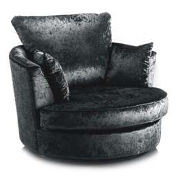 Rackhams Crystal Crushed Velvet Swivel Chair - Silver - thumbnail 6