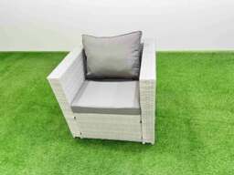 Rackhams Patio Garden Furniture Sets with Black Glass Top Dining Table 3 Seater Sofa Armchair 2 Side Tables 2 Big Stool Light Grey - thumbnail 5