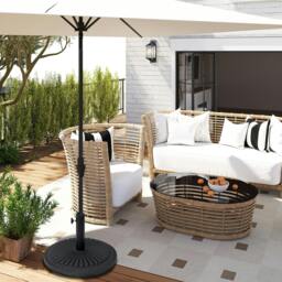 Rackhams 14kg Garden Parasol Base, Round Resin Sun Umbrella Base, Outdoor Umbrella Stand for 38mm or 48mm Outdoor Umbrella Poles, Bronze Tone - thumbnail 1