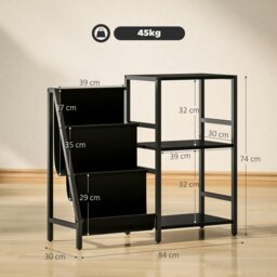 Rackhams Record Player Stand, 3-Tier Side Table with Vinyl Record Storage - thumbnail 6