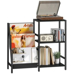 Rackhams Record Player Stand, 3-Tier Side Table with Vinyl Record Storage - thumbnail 2