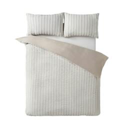 Rackhams So Soft Seersucker Stripe Natural Duvet Cover Set - King - thumbnail 6