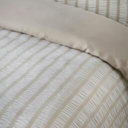Rackhams So Soft Seersucker Stripe Natural Duvet Cover Set - King - thumbnail 5