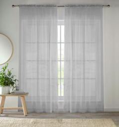 "Rackhams Crystal Plain Sheer Voile Panel Curtains Panel - Pair with Rod Pocket Header - Cream - 57"" (145cm) Width x 72"" (183cm) Drop" - thumbnail 6