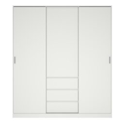 Rackhams Naia Wardrobe with 2 sliding Doors + 1 Door + 3 drawers in White - White - Malemine - 1 - thumbnail 2