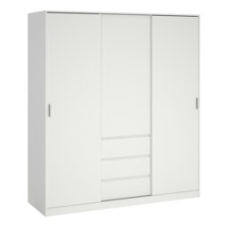 Rackhams Naia Wardrobe with 2 sliding Doors + 1 Door + 3 drawers in White - White - Malemine - 1 - thumbnail 1