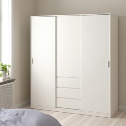 Rackhams Naia Wardrobe with 2 sliding Doors + 1 Door + 3 drawers in White - White - Malemine - 1 - thumbnail 5