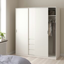 Rackhams Naia Wardrobe with 2 sliding Doors + 1 Door + 3 drawers in White - White - Malemine - 1 - thumbnail 6