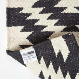 Rackhams Zurich Handwoven Black and White Cotton Geometric Kilim Rug - 66 x 200 cm - thumbnail 6