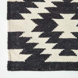 Rackhams Zurich Handwoven Black and White Cotton Geometric Kilim Rug - 66 x 200 cm - thumbnail 4