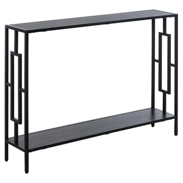 Rackhams Industrial Console Table with Storage Shelf, Narrow Hallway Dressing Desk with Metal Frame for Living Room, Bedroom, Grey and Black - Grey - image 1