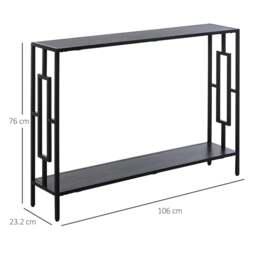 Rackhams Industrial Console Table with Storage Shelf, Narrow Hallway Dressing Desk with Metal Frame for Living Room, Bedroom, Grey and Black - Grey - thumbnail 3