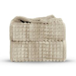 Rackhams Chunky Cord Waffle Plush Heavy Blanket - 150cm x 200cm - Silver - thumbnail 6