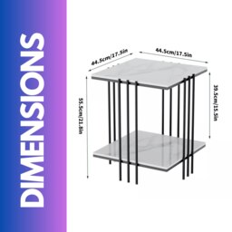 Rackhams 2 Tier Square Faux Marble Side Table Black - thumbnail 6