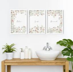 Rackhams Bathroom Decor On Wall - Set of 3 wall art prints - 16 x 22 inches / 40.65 cm x 56 cm - Polyester Canvas 260 gsm - Canvas wrapped - thumbnail 4