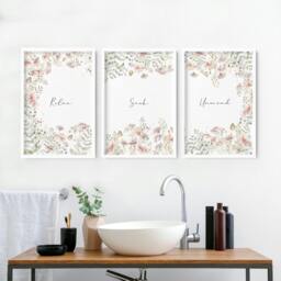 Rackhams Bathroom Decor On Wall - Set of 3 wall art prints - 16 x 22 inches / 40.65 cm x 56 cm - Polyester Canvas 260 gsm - Canvas wrapped - thumbnail 3